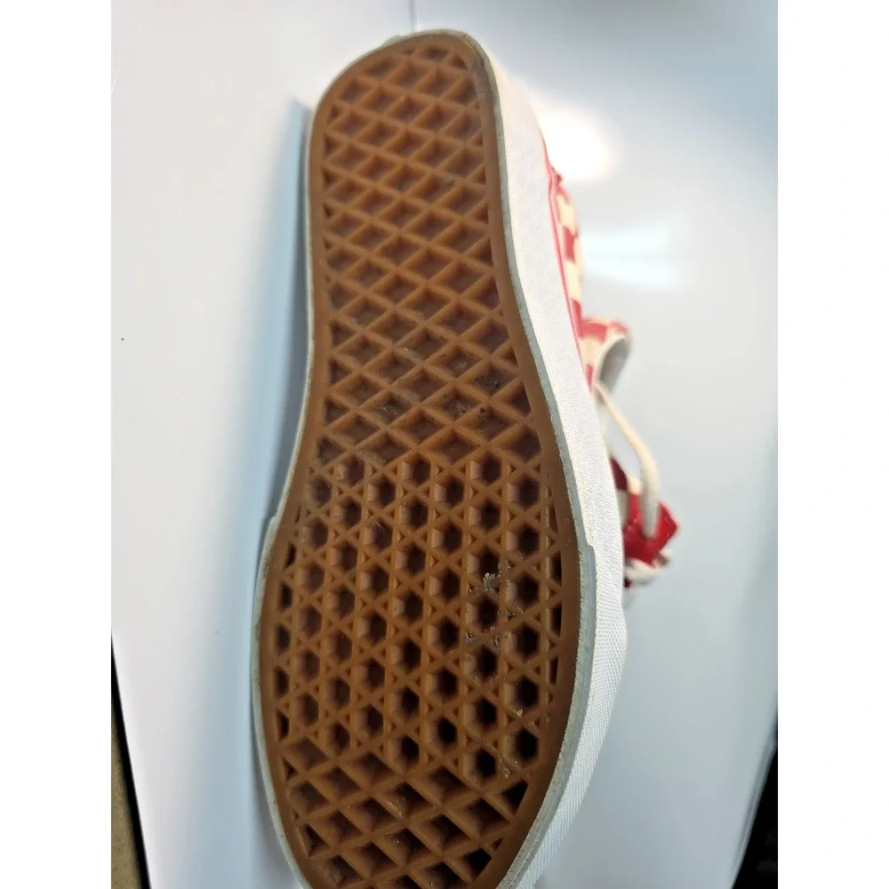 Vans Womens Old Skool Primary Checkerboard Racing Red White Suede Shoes Size 5.5